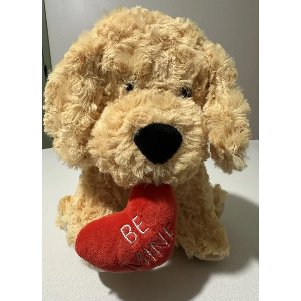 WARMIES Golden Retriever Dog Be Mine Valentine Day Stuffed Plush Puppy Microwave